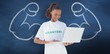 © vectorfusionart - Composite image of happy volunteer using laptop