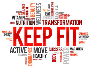 KEEP FIT word cloud, health concept