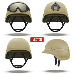 Set of Military tactical helmets desert color 