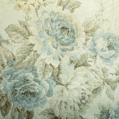 Wall Mural - Vintage wallpaper with blue floral victorian pattern