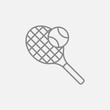 © Visual Generation - Tennis racket and ball line icon.
