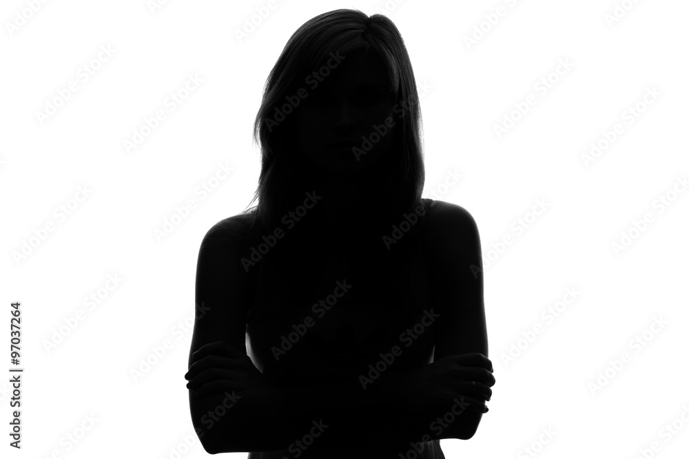 silhouette of a pensive woman on a white background Stock Photo | Adobe ...