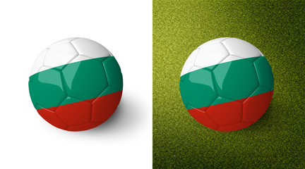 3d realistic soccer ball with the flag of Bulgaria on it isolated on white background and on green soccer field. See whole set for other countries.
