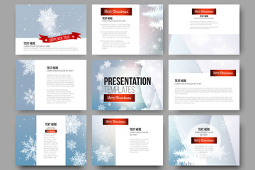 Wall Mural - set of 9 templates for presentation slides. merry christmas and happy new year vector background