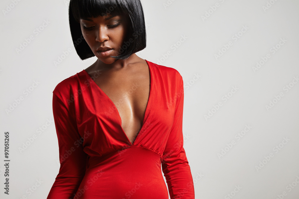 portrait of black woman in red dress Stock Photo | Adobe Stock portrait of black woman in red dress Stock Photo | Adobe Stock