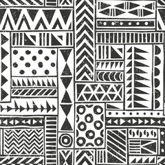 Wall Mural - vector seamless tribal pattern. seamless background with different geometric shapes. hand drawn illu