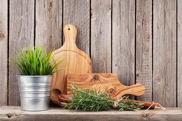 Poster - Cooking wood utensils and herbs