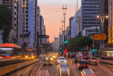 Fototapeta  - Paulista Avenue at twilight in Sao Paulo