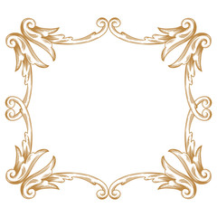 Premium Gold vintage baroque frame scroll ornament engraving border floral retro pattern antique style acanthus foliage swirl decorative design element filigree calligraphy