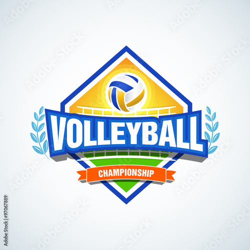 Volleyball team logo template. Volleyball emblem, logotype template, t