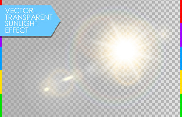 Wall Mural - vector transparent sunlight special lens flare light effect. sun with rays and spotlight