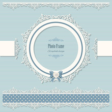 Lacy Round Frame And Borders. Scrapbook Design Elements. Vintage.