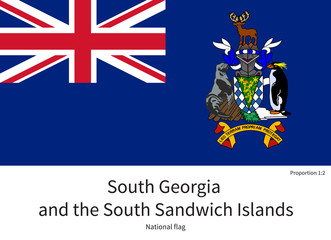national flag of south georgia and sandwich islands with correct proportions, element, colors
