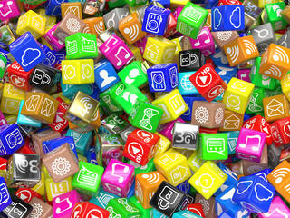 mobile app icons background. 3d