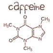  Caffeine chemical molecule structure. The structural formula of caffeine with dark brown coffee beans.
