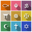 © absent84 - World religion symbols flat set