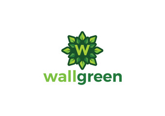 Wall Mural - W Logo - Green Leaf