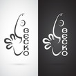 Vector image of an gecko design on white background and black ba