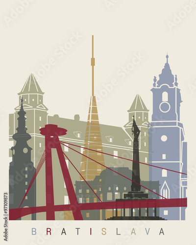 Naklejka dekoracyjna Bratislava skyline poster