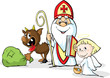 Saint Nicholas, devil and angel - vector illustration isolated on white background