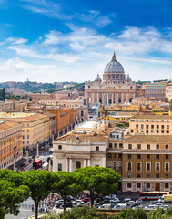 Canvas Print - Rome and Basilica of St. Peter in Vatican