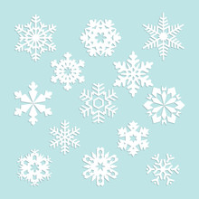 Collection Of Vector Snowflakes, Blue Snowflakes, Blue Snowflake