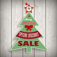 Wall Mural - Christmas Tree Price Sticker Wood Pin