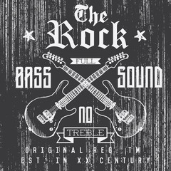 Wall Mural - t-shirt printing design, typography graphics, the rock full bass sound vector illustration with grun