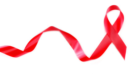 Canvas Print - Red ribbon sign isolated on white