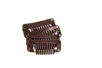 Clip in extension clips - brown. White background