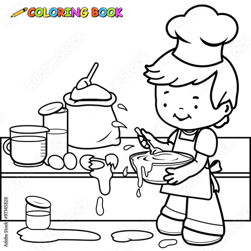 Little Boy Cooking And Making A Mess Coloring Book Page. - Buy This Stock Vector And Explore Similar Vectors At Adobe Stock Adobe Stock - Little Boy Cooking And Making A Mess Coloring Book Page. - Buy This Stock Vector And Explore Similar Vectors At Adobe Stock Adobe Stock