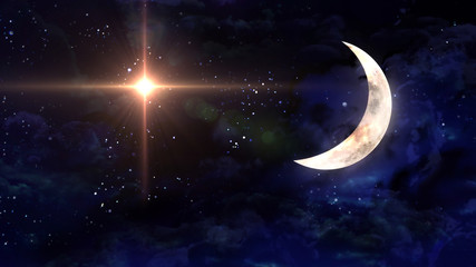 Wall Mural - moon with star cross