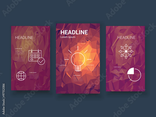 low poly colorful background set with business charts, graphs low poly colorful background set with business charts, graphs, Low Poly Business Presentation Template, Presentation templates
