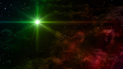 Wall Mural - starry night green color star cross