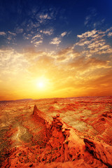 Wall Mural - sunrise,sunset skyline and landscape of red sandstone in zhangye