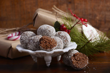 Wall Mural - Traditional Christmas Rum Ball Candy.