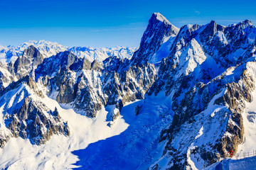 Freeski - Valle Blanche starting point from the Aiguille du Midi, Mont Blanc, Chamonix