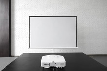 Blank Projector Canvas In The Office
