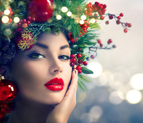 Wall Mural - christmas holiday makeup closeup