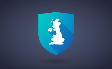 Sticker - Long shadow shield icon with  a map of the UK