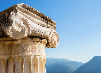 Wall Mural - capital of Ionian order column in Ancient Delphi, Greece, Europe