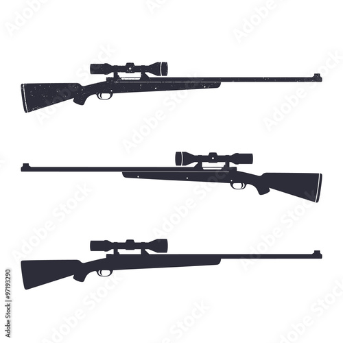 Fotografía Hunting rifle with optical sight, sniper rifle, vector illustration