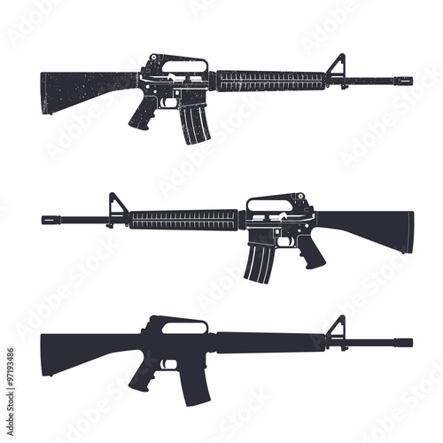 Fotografía M16 assault rifle, 5.56 mm automatic gun, vector illustration