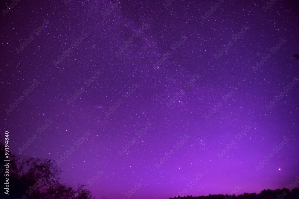 Beautiful purple night sky with many stars Stock Photo | Adobe Stock