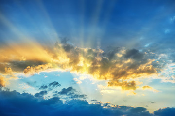 sunset over beautiful blue sky