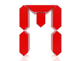 the red letter M digital style on white background 3d rendering