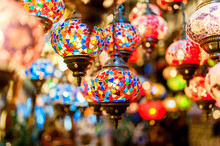 Traditional Vintage Turkish Lamps In The Grand Bazaar In Istanbu