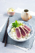 Tuna Tataki with Rice and Vegetable