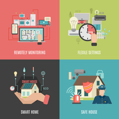 Sticker - Smart home 4 flat icons square 