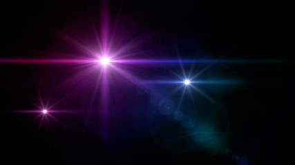 Wall Mural - three glow stars lens flare blue